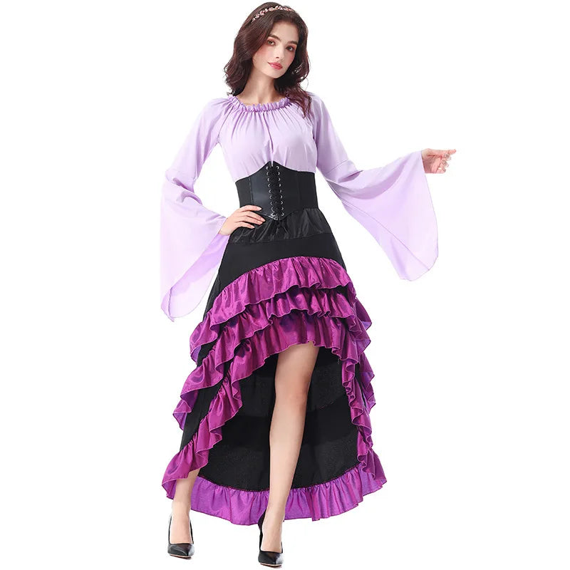 Women's Renaissance Pirate Costume Set with Skirt and Corset