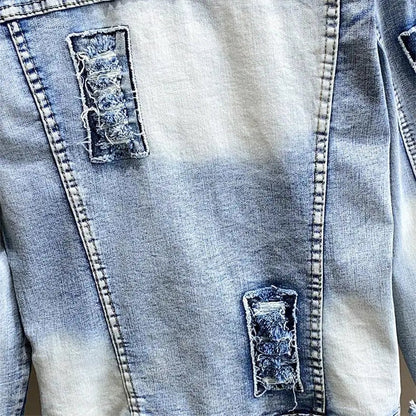 Retro Diamonds Embedding Floral Embroidery Denim Coat Spring Flowers Sequins Appliques Slim Jeans Jacket Cowboy Cardigan Jaqueta SS69