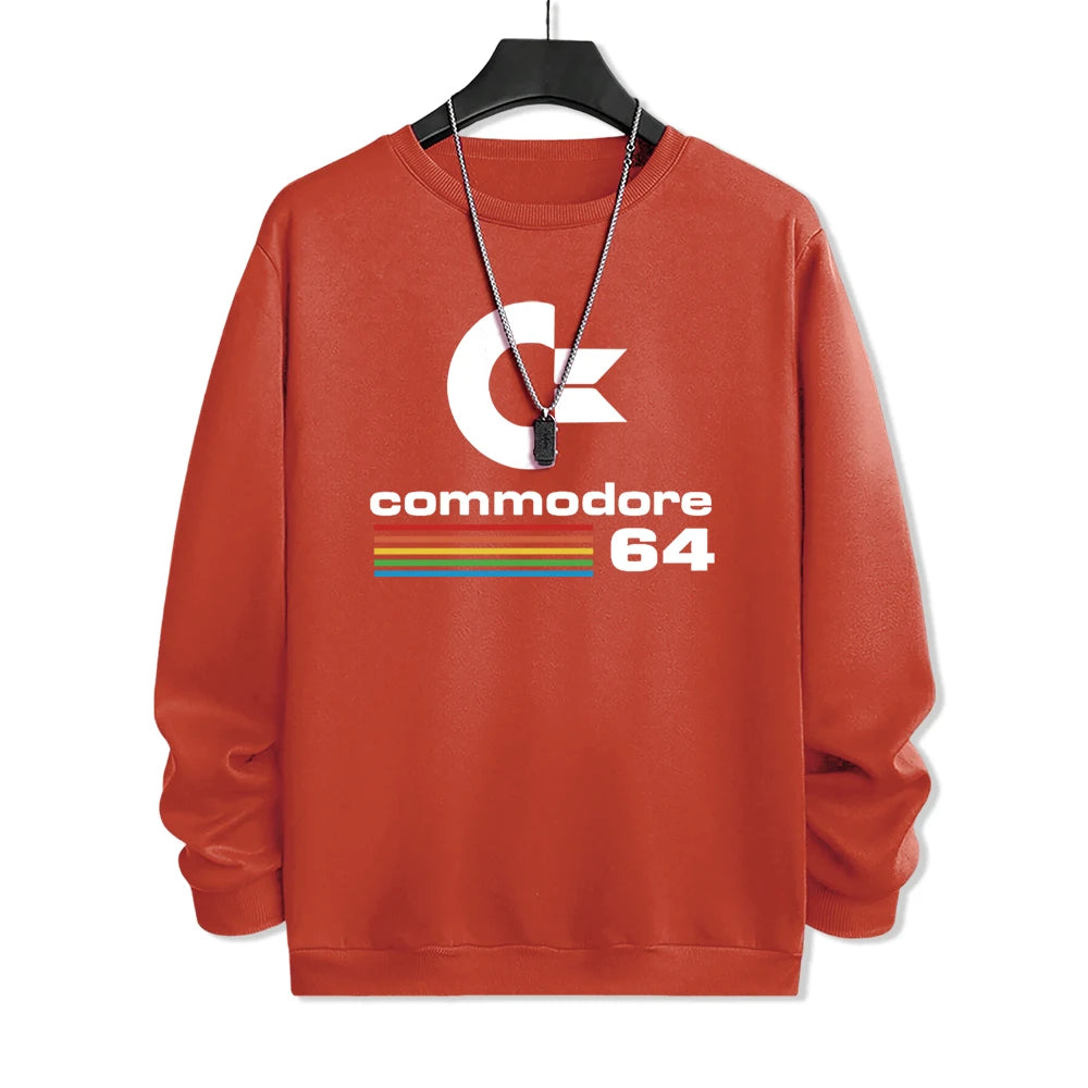 Commodore 64 Fun Logo Printed Hoodies Mens Oversized Pullover Hoody Loose Comfortable Clothes Fleece Casual Hoody Men Warm SS69 24.69 Brick Red / L
