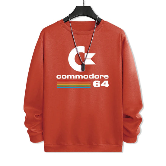 Commodore 64 Fun Logo Printed Hoodies Mens Oversized Pullover Hoody Loose Comfortable Clothes Fleece Casual Hoody Men Warm SS69 24.69 Brick Red / L