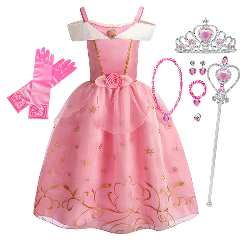 WEIZOO Girls Princess Aurora Dress - Sleeping Beauty Cosplay Costume