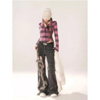 High Waist Ripped Women's Black Jeans Hip-hop Style Fashion Vintage Streetwear Y2K Wide Leg Jean Trouser Baggy Denim Pants SS69