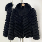 OFTBUY Women's Real Fox Fur Coat - Thick Warm Winter Jacket