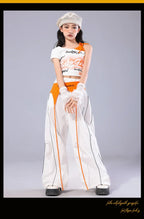 Girls Off Shoulder Crop Top & Cargo Pants Set