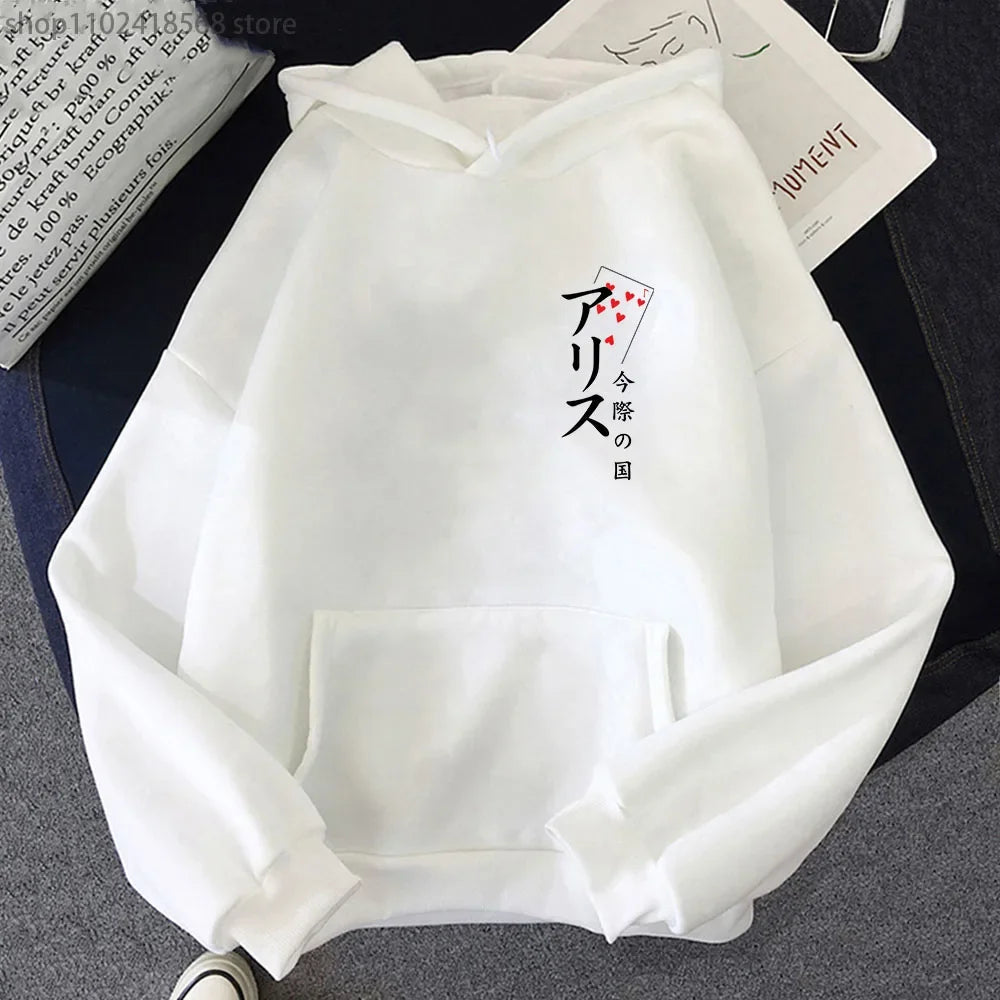Arisu Seven of Heart Hoodie Anime Alice In Borderland Sweatshirt Spring/Autumn Winter Clothes Harajuku Pullover Men Graphic Tops SS69