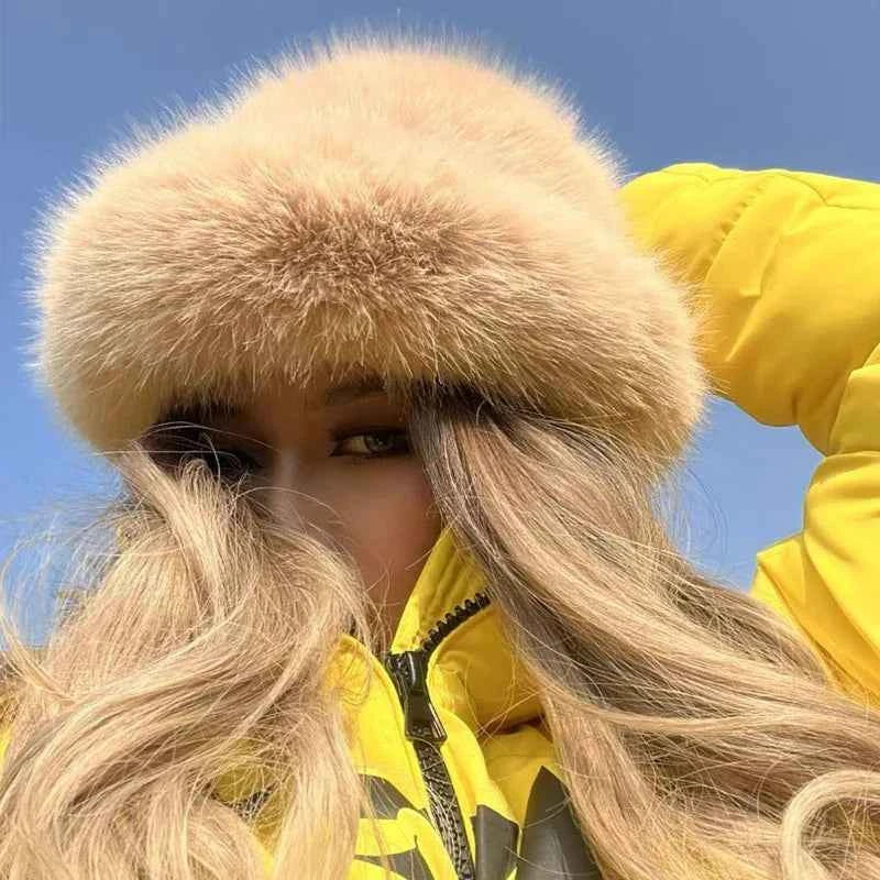 2025 Fluffy Faux Fur Bucket Hats Women Rabbit Fur Warm Thick Plush Winter Hat Lady Fashion Luxury Panama Furry Fisherman Cap Y2k