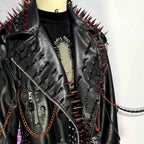 Women's Y2K Goth PU Leather Jacket with Spikes