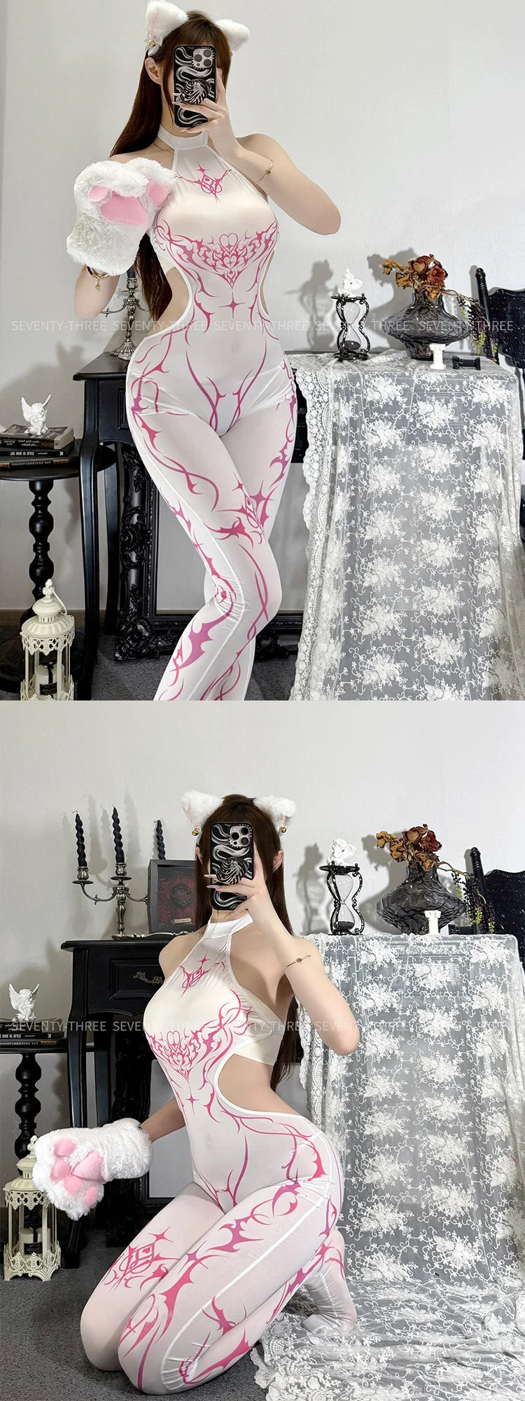 Cyberpunk Cosplay Jumpsuit Women's Printed Sleeveless Mech Agent Bodysuit