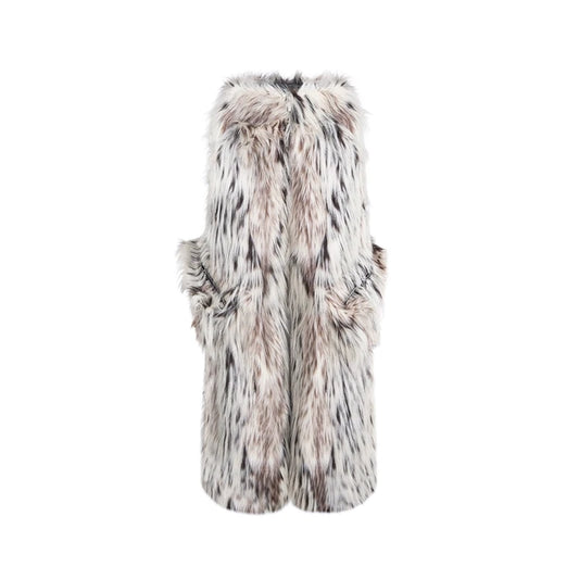 Mauroicardi Autumn Winter Long Colorful Thick Warm Hairy Fluffy Faux Fur Wide Leg Pants Men Pockets Runway Fashion Streetwear