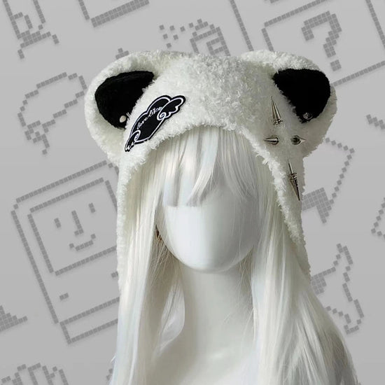 Autumn Winter Grunge Casual Warm Angel's Wings Hats Y2k Aesthetic Knitted Bears Ears Hat Kawaii Lolita Harajuku Caps Fashion SS69