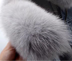 Women's Faux Fox Fur Collar Jean Jacket - Warm Winter Outwear