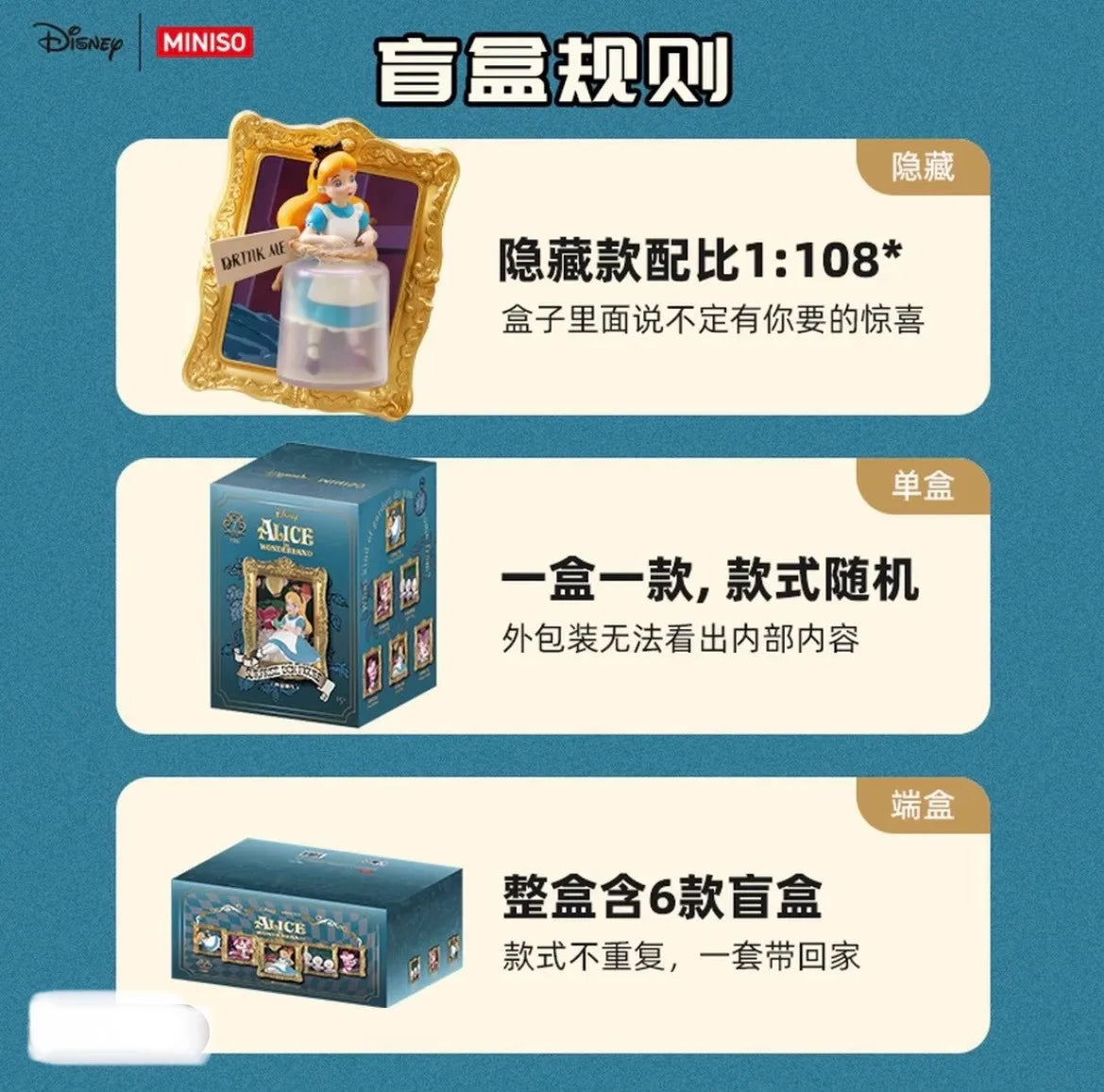 Original Disney Alice In Wonderland Blind Box Art Gallery Series Trendy Collectible Desktop Ornament Model Birthday Gift SS69