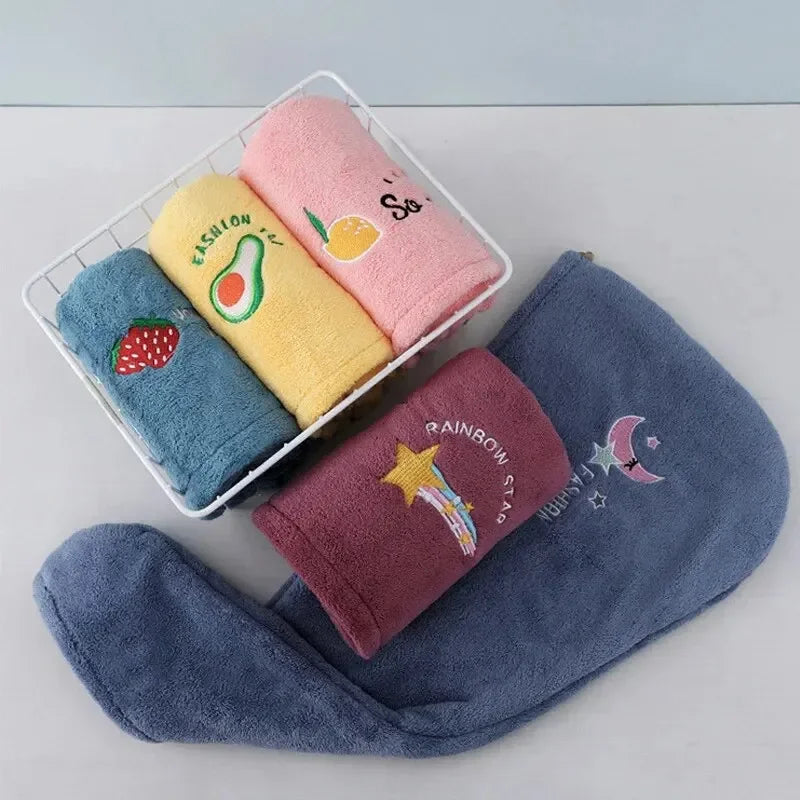 1pc Quickly Dry Hair Hat Super Absorbent Soft Bathroom Women Head Towels Girls Cute Hair Towel Hair Dry Wrap Bonnets SS69