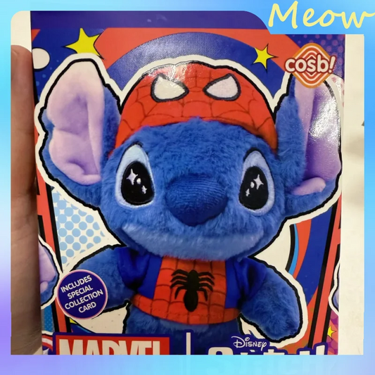 Hottoys Cosbaby Stitch Marvel Blind Box - Captain America & Spider-Man Crossver Anime Figure Christmas Surprise Gift Collection