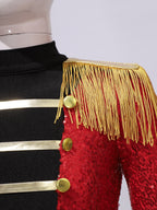 Inlzdz Women's Sequin Tassel Ringmaster Leotard Dress