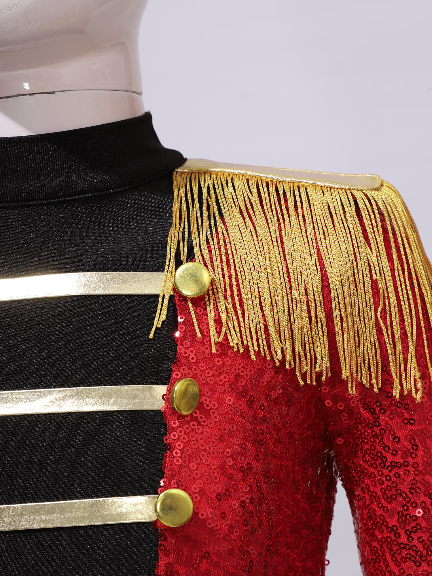 Inlzdz Women's Sequin Tassel Ringmaster Leotard Dress
