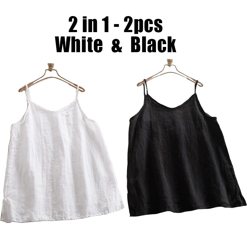 Summer Simple All-match Top Loose Thin Camisole Solid V-neck Vest Women Clothing Sleeveless Casual Highstreet Holiday T-shirt