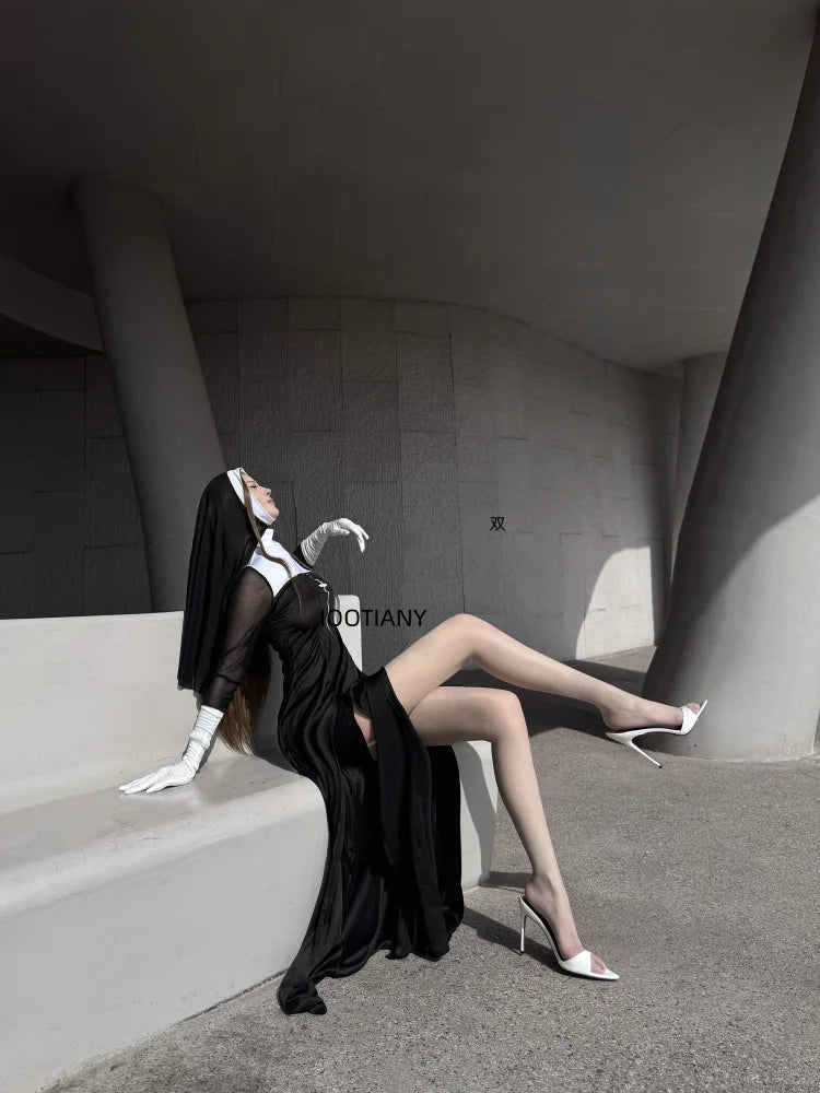 Halloween Cute Female Anime Nun Costume Role Play Performance Clothes Sexy Ladies Performance Fancy Dress Sister Costume New