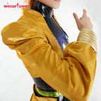 Miccostumes Unisex Full Set Yellow and Black Cosplay Costume with Headdress and Bracers for Halloween Cosplay Costume