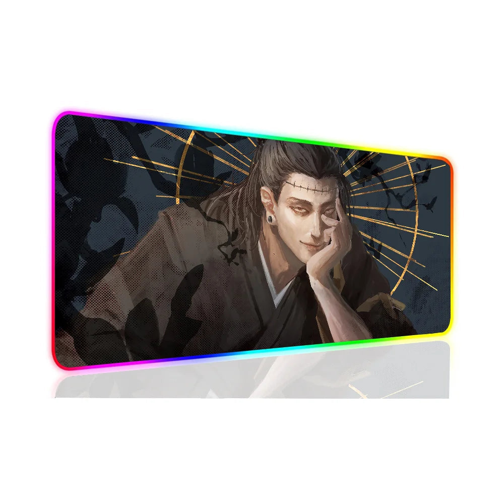 1pc Suguru Geto Jujutsu Kaisen Anime XXL RGB Gaming Mouse Pads HD Black Gamer Accessories Large LED SS69 24.69 z8 / 600x300x3mm