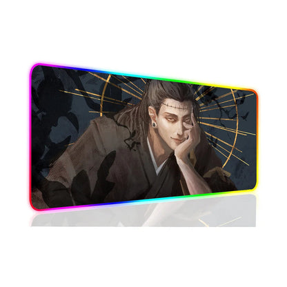 1pc Suguru Geto Jujutsu Kaisen Anime XXL RGB Gaming Mouse Pads HD Black Gamer Accessories Large LED SS69 24.69 z8 / 600x300x3mm