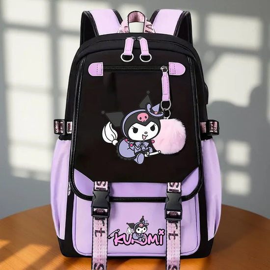 Kuromi Durable Backpack - Cute Purple Travel Daypack for Girls, Large Capacity Foldable Outdoor Rucksack with Adjustable Straps SS69 27.69 Kuromi-A