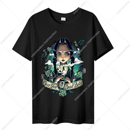 Wednesday Addams Women Casual T-shirt Summer Adult Cartoon Printed Tee Tops Girls Round Neck Clothing Short Sleeve Fashion Gifts SS69 9.69 AD0008 / 4XL