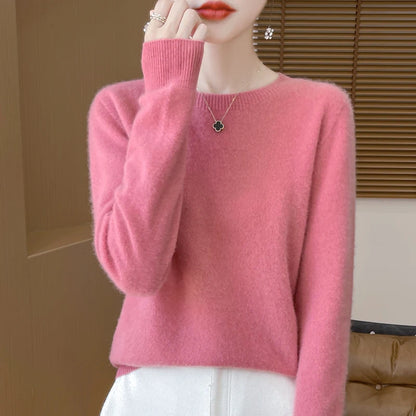 Addonee Women's 100% Merino Wool O-Neck Pullover Sweater - Heavyweight Knit