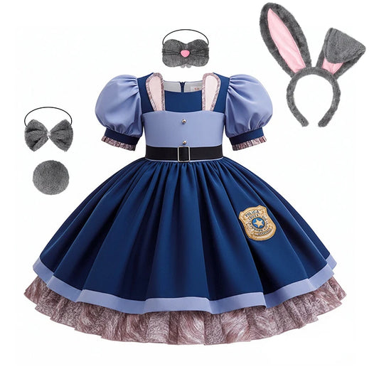 Disney Judy Hopps Zootopia Police Costume for Girls, Ankle-Length Satin Dress