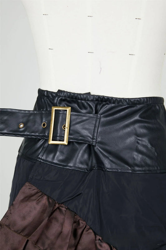 Cosplay Vintage Steampunk Dress Victorian Medieval Ruffled Satin Lotus Trim Gothic Skirts Women Corset Skirt Pirate Costumes SS69