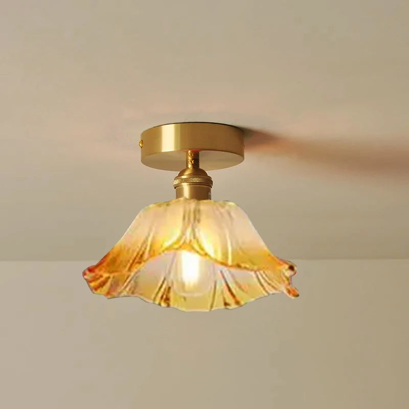 Vintage Pendant Lights Flower Glass Hanging Lamps Home Decoration Lighting Living Room Bedroom Bedside Light Fixture Indoor Shop
