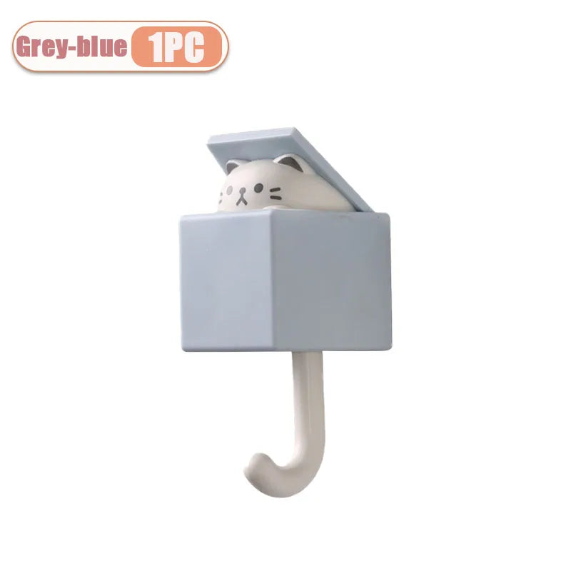 Self-Adhesive Cat Wall Hooks, Cute Animal Decorative Hanger