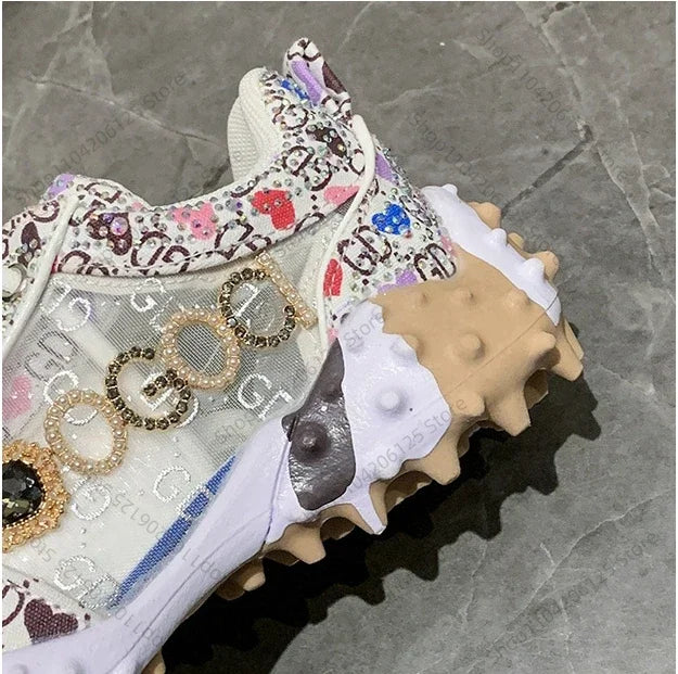 Women's Casual Sneakers Fashion Luxury Rhinestone Ladies Shoes 2024 New Outdoor Platform Female Sports Shoes Vulcanized Shoes SS69