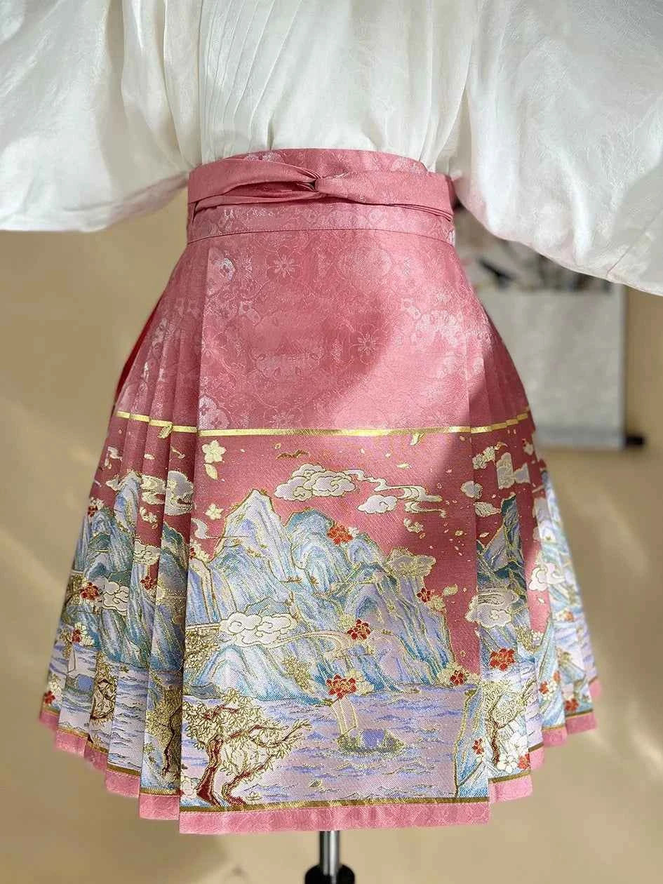 Summer New Short Horse Face Skirt White Short Set Retro Thickened Ming System Improved Han Element Chinese Style Tang Suit