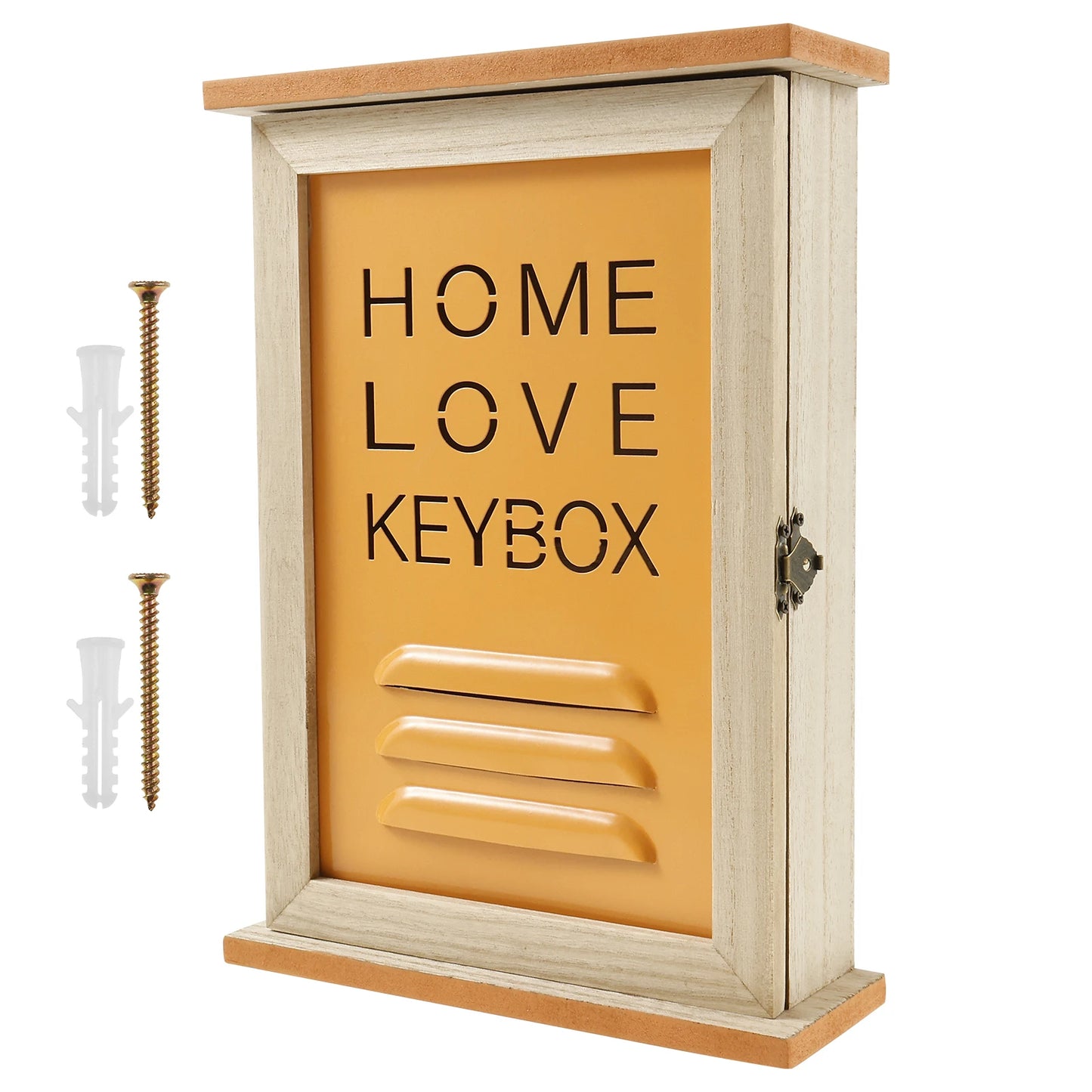 Wooden Wall Key Holder Cabinet with 6 Hooks for Entryway Storage Box