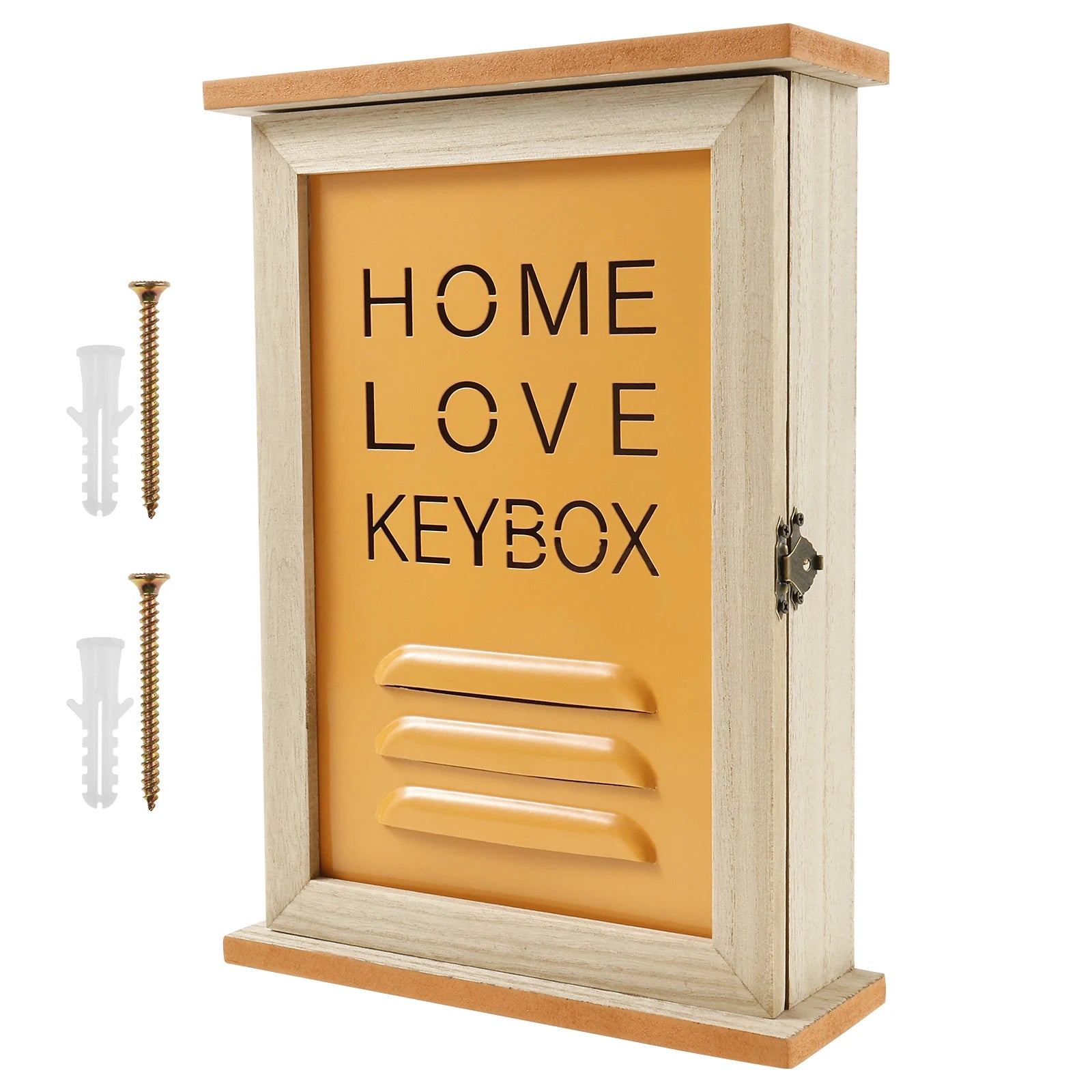 Wooden Wall Key Holder Cabinet with 6 Hooks