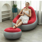 Inflatable Lounge Chair for Adults, Folding Portable Lazy Sofa with Foot Stool ,Air Couch Sofa for Livingroom and Bedroom