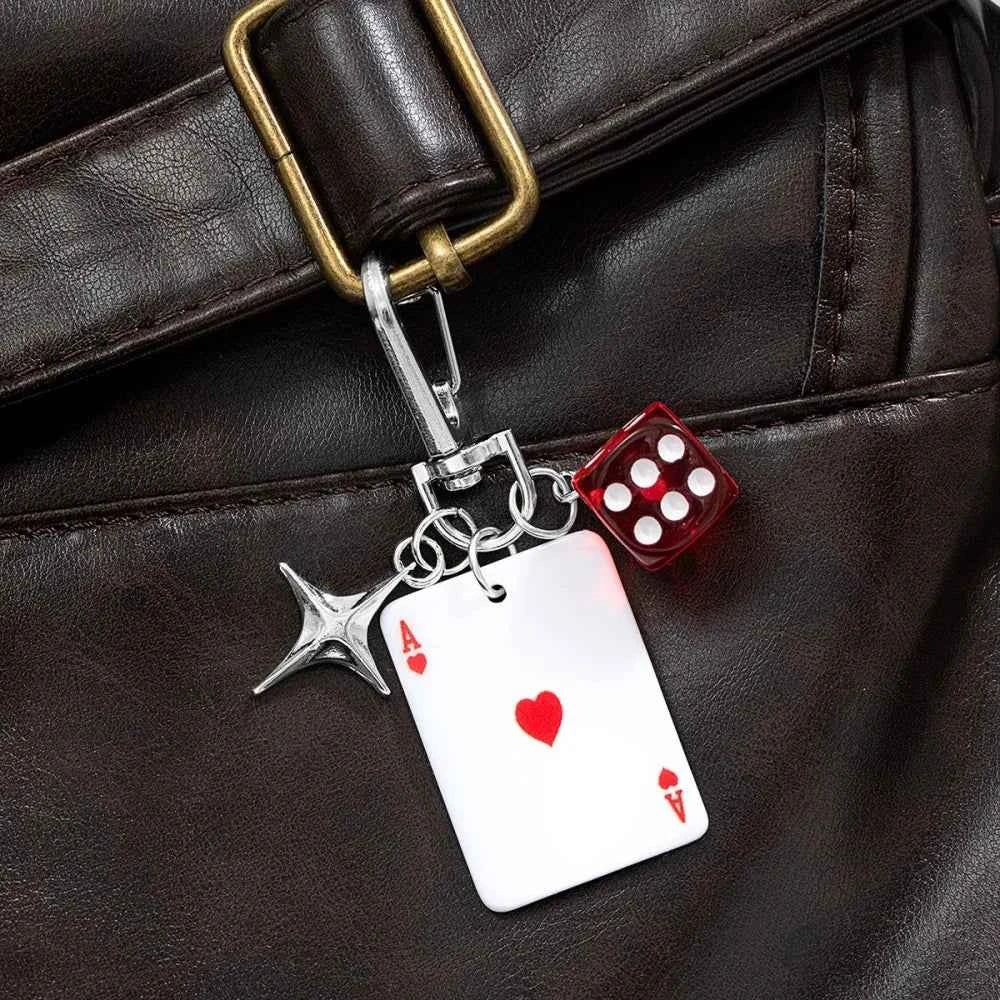1pc Poker Dice Star Keychain, Retro Cool Style, Suitable for Bag Charm / Key Decoration / Personalized Accessory