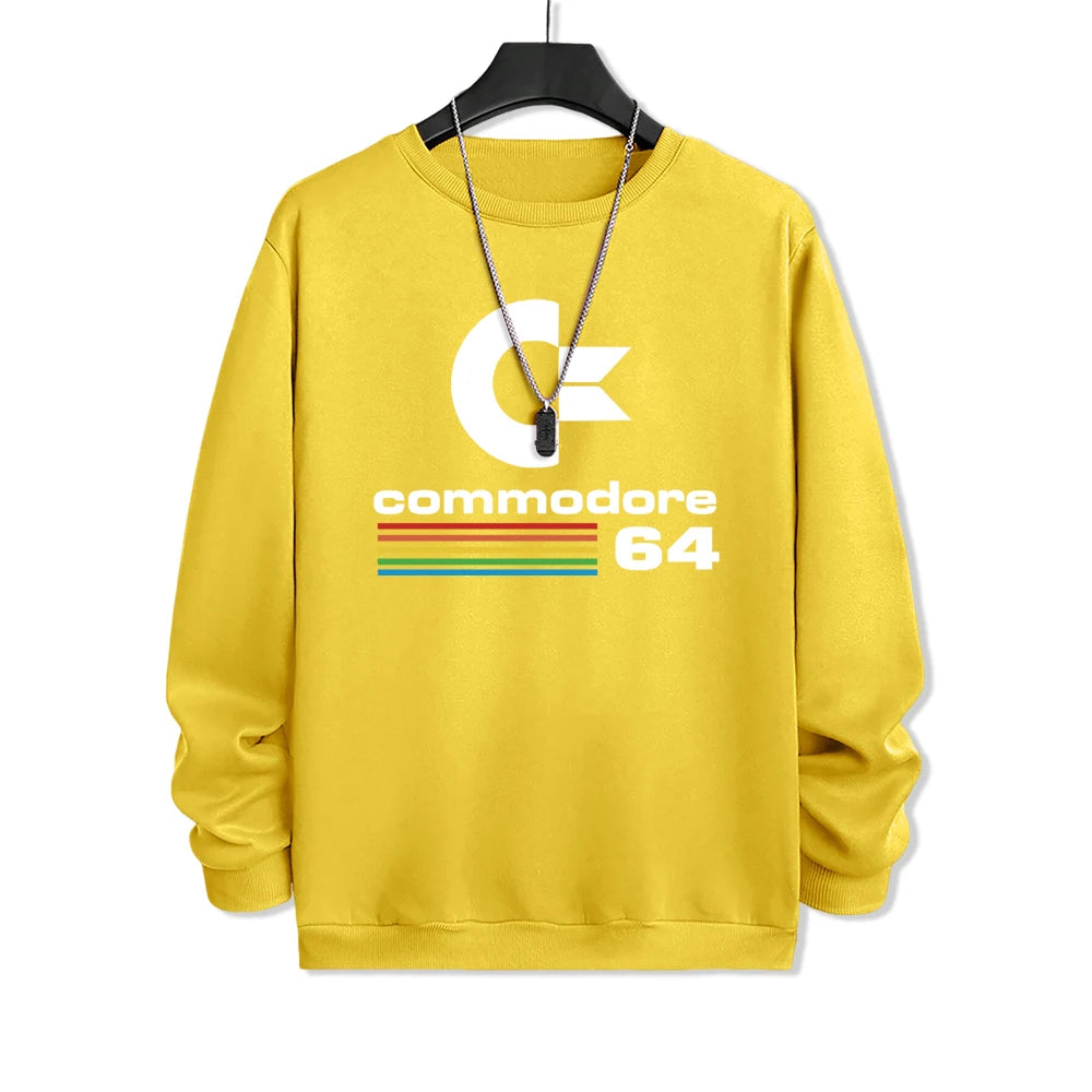 Commodore 64 Fun Logo Printed Hoodies Mens Oversized Pullover Hoody Loose Comfortable Clothes Fleece Casual Hoody Men Warm SS69 25.69 Yellow / XXL