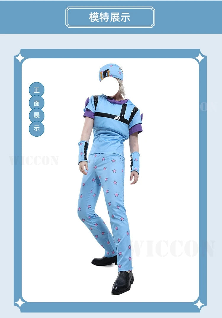 Steel Ball Run Cosplay Anime Jo Jonathan Johnny Joestar Cosplay Costume Anime Game Suit Wig Halloween Party Role Play Outfit