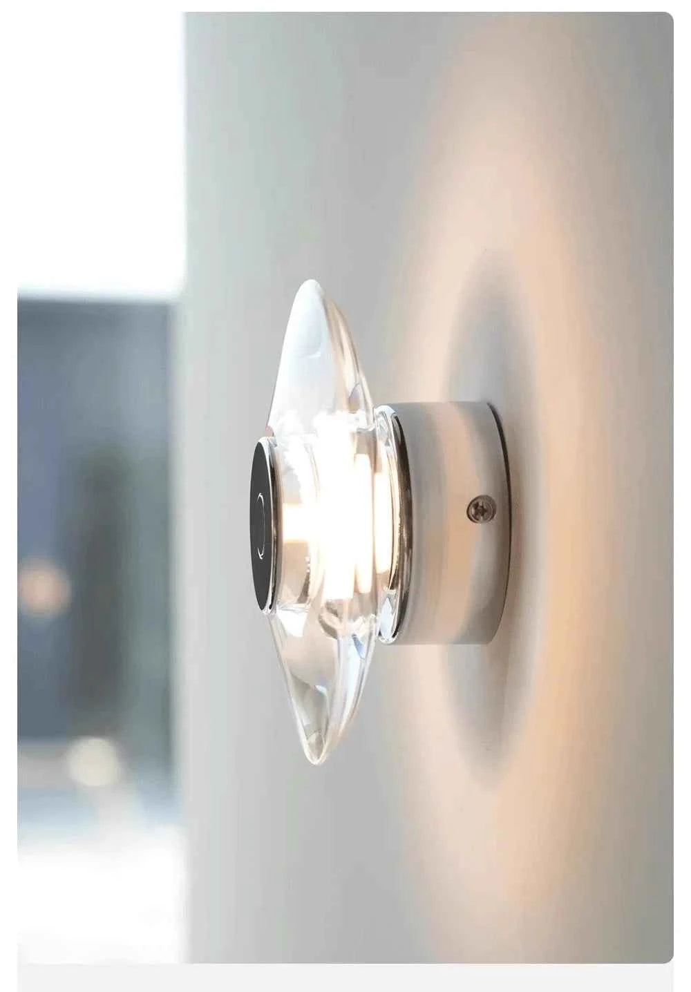 Modern Round Crystal Bedside Lamp Bedroom Living Room Italian LED Sconce Minimalist Art Circular Corridor Mirror Wall Lights