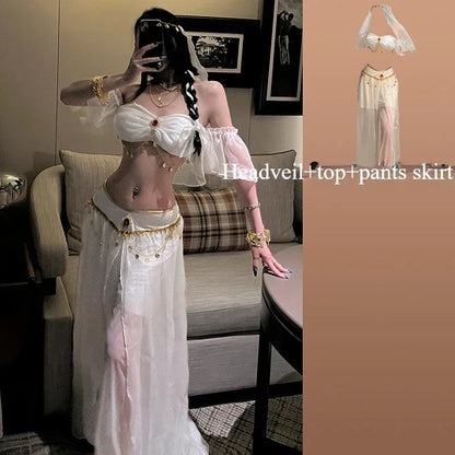 Belly Dance Costume Women's Sexy Arabian Princess Costume Fancy Indian Dance Embroider Bollywoods Jasmine Dress Egyptian Queen