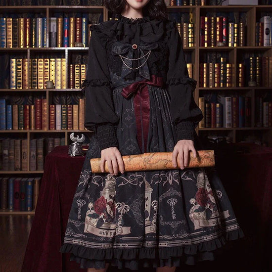 Vintage Lolita Jk Dress Women Black Gothic Bow Ruffles Party Camis Dress Japanese Kawaii Vacation Victorian Sleeveless Vestidos SS69