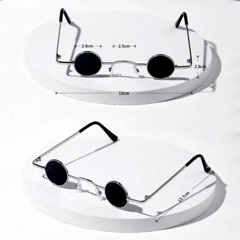 Vintage Rock Punk Man Sunglasses Classic Small Round Sunglasses Women Wide Bridge Metal Frame Black Lens Driving Eyewear SS69