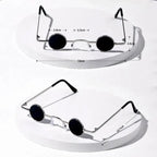 Vintage Rock Punk Man Sunglasses Classic Small Round Sunglasses Women Wide Bridge Metal Frame Black Lens Driving Eyewear SS69