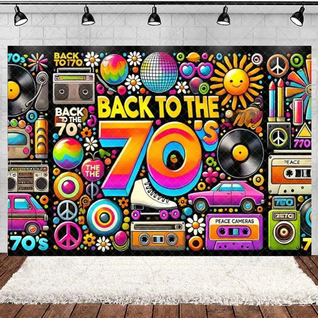 Retro Back to the 70s 80s 90s Backdrop Music Party Decorations Neon Light Graffiti Tapes Disco Background Photo Studio Supplies