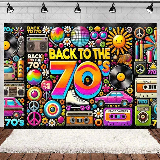 Retro Back to the 70s 80s 90s Backdrop Music Party Decorations Neon Light Graffiti Tapes Disco Background Photo Studio Supplies