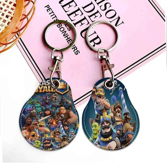 Game C-Clash Royale Anime Key Fashion PU Water Shape Keychain Women Car Key Holder Home Key Ring Charm Bag Car Pendant Gift