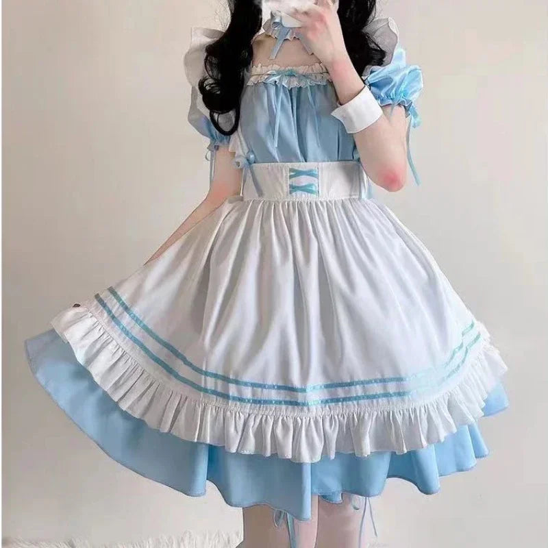 Black Pink Lolita Maid Costumes Cute Girls Women Lovely Maid Cosplay Costume Animation Show Japanese Outfit Dress Clothes S-5XL - SS69