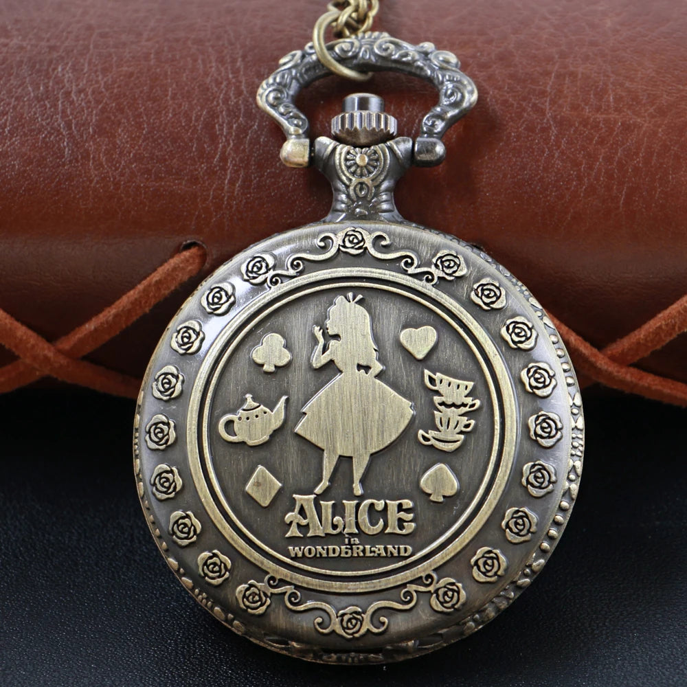 Bronze Fairy Tale Girl Pattern Steampunk Quartz Pocket Pocket Watch for Men and Women Universal Decorative Jewelry Necklace Gift SS69 11.69 bronze
